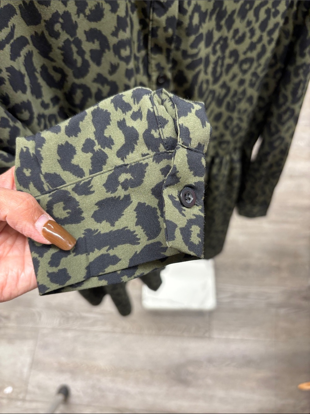 Tommy Hilfiger Olive Green Leopard Print Button-Up Dress - Picture 3 of 4